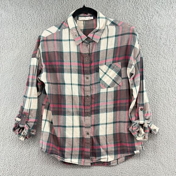 Prana Women's Size S Crimson Percy Plaid Casual Button Front Long Sleeve Hiking - Picture 4 of 10